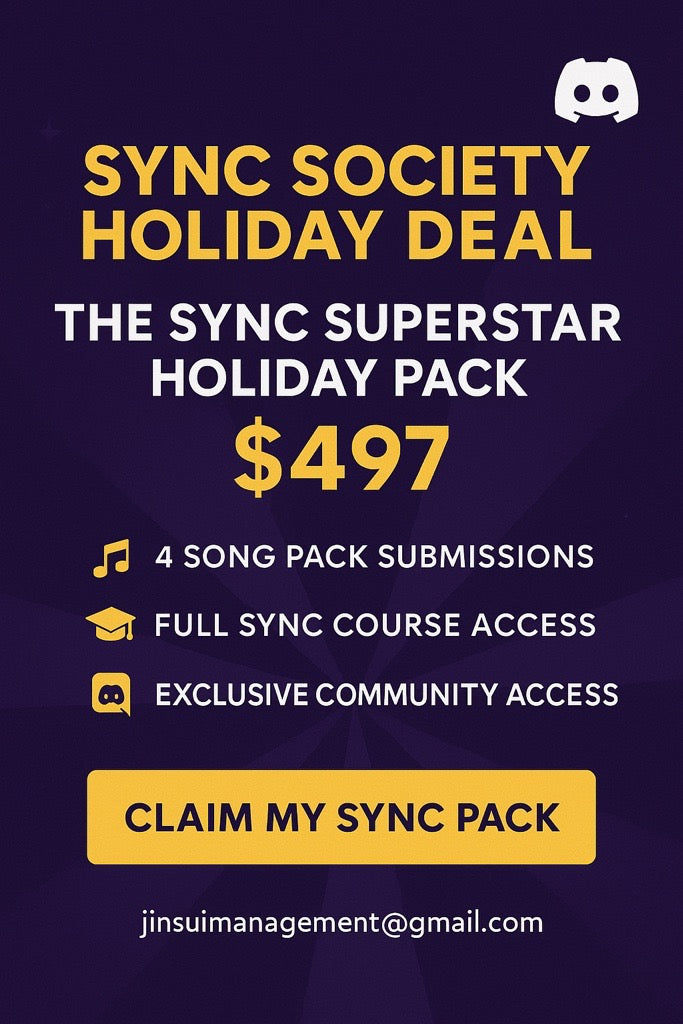 The Sync Superstar Holiday Pack – 4 Song Submissions + Full Sync Course + Discord Access